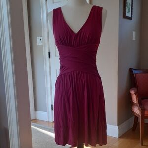 Three Dots Women’s Burgundy Wine Ruched Dress